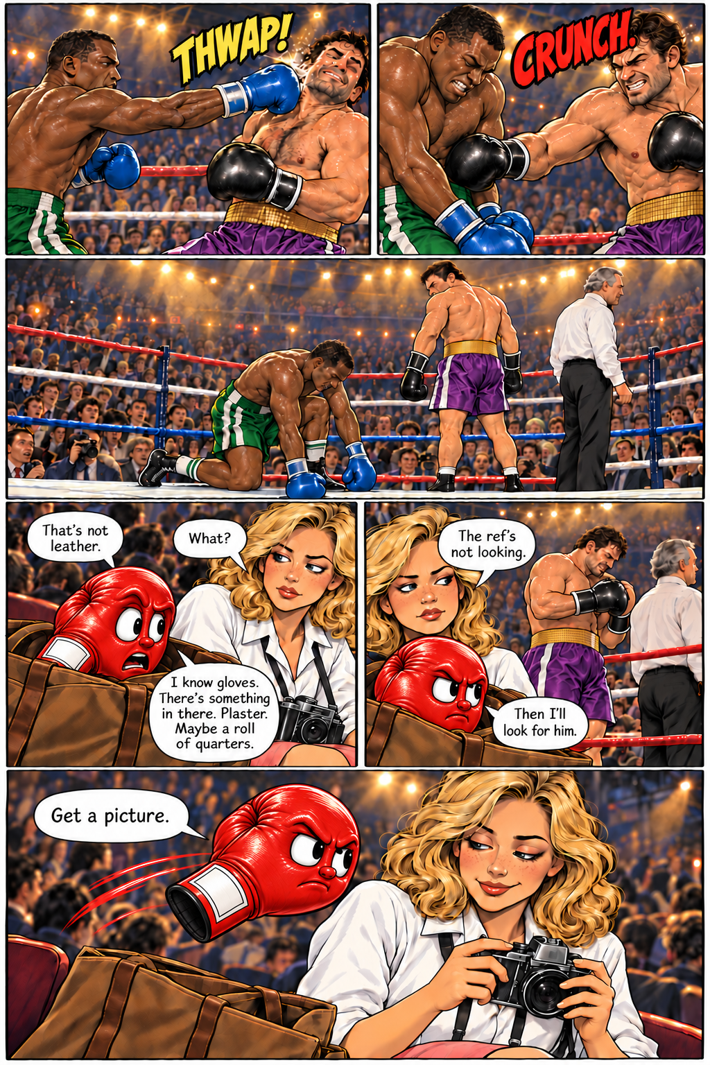 The Loaded Glove, page two. Fist spots something hidden inside Dirty Dan’s glove and asks Jenny to photograph it.